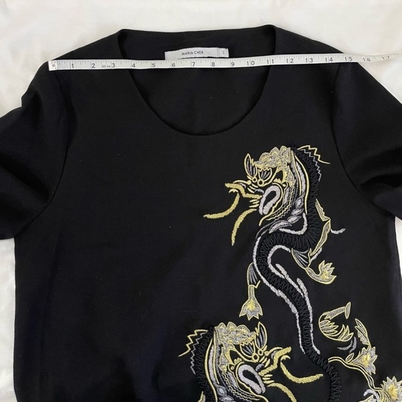 MARIA Cher Vintage Black Dragon Embroidered Mini Dress - Picture 7 of 10